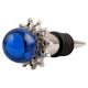 Navy Blue Round Glass And Metal Wine Stopper