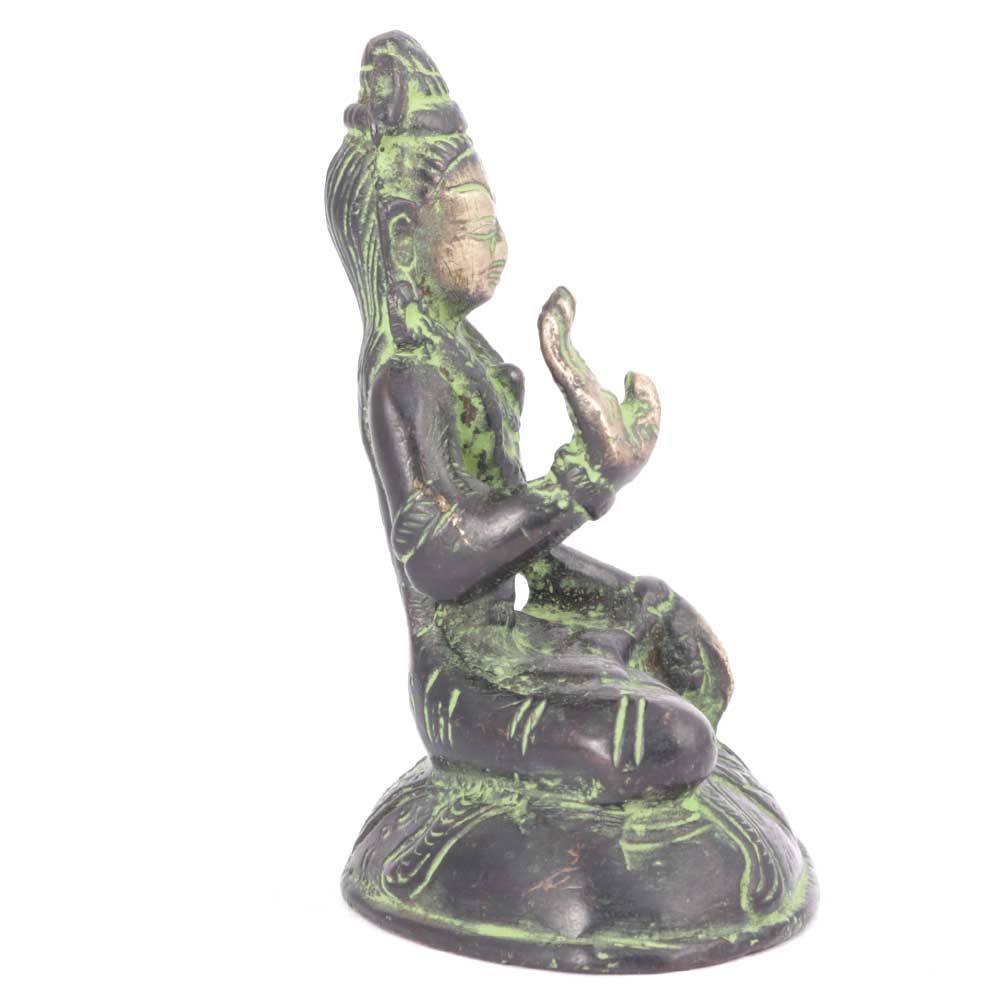 Brass Meditating Shiva Statue with Patina
