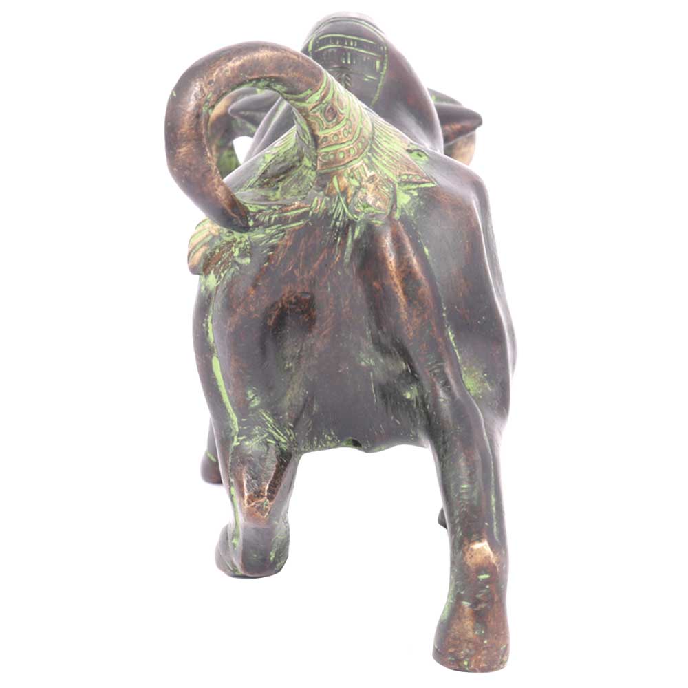 Green Brass Bull Figurine