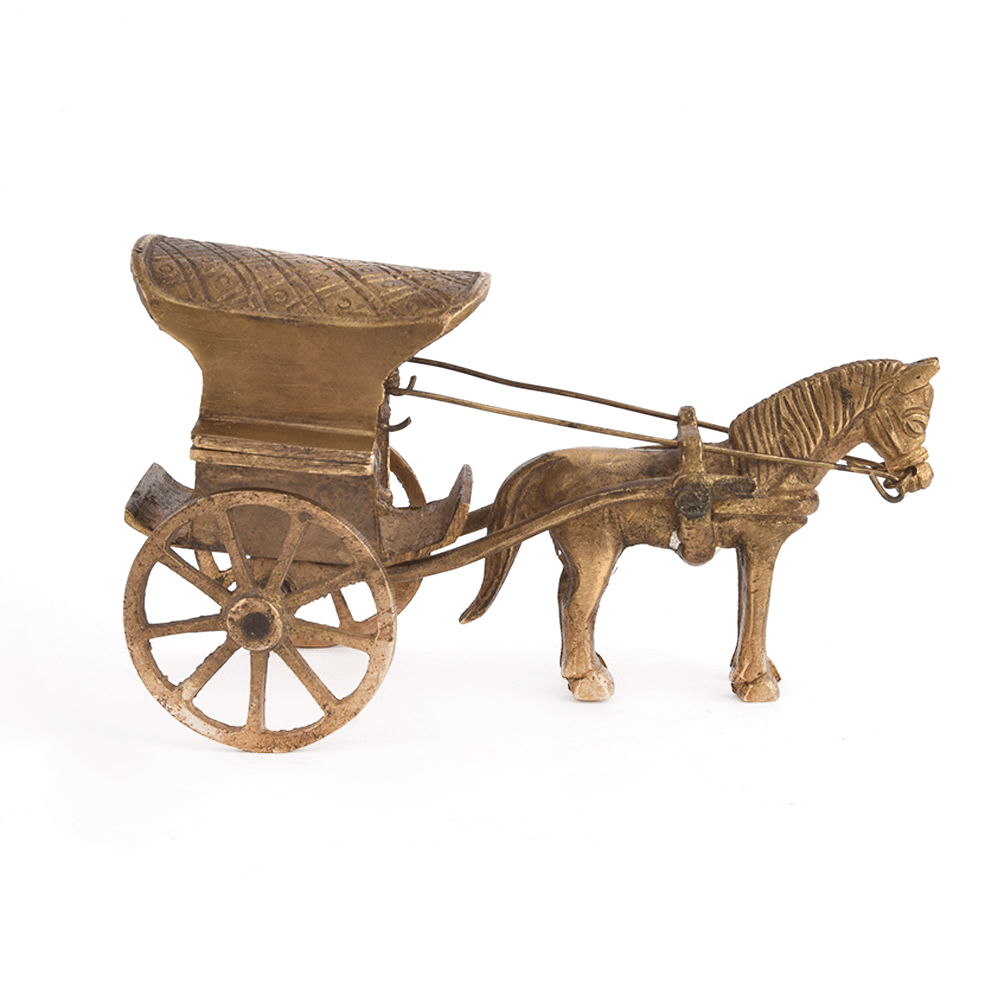 Brass Single Horse Chariot Brass Sculpture
