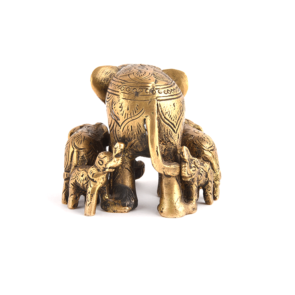 Brass Elephants Mother and Child