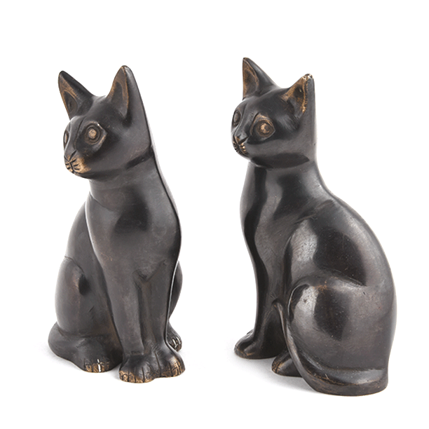 Brass Two Black Cat Figurines