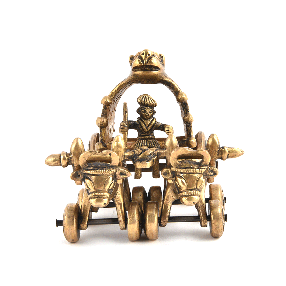 Brass Indian Village Bullock Cart Sculpture