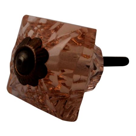 Pink Glass Square Cut Cabinet Knob Online