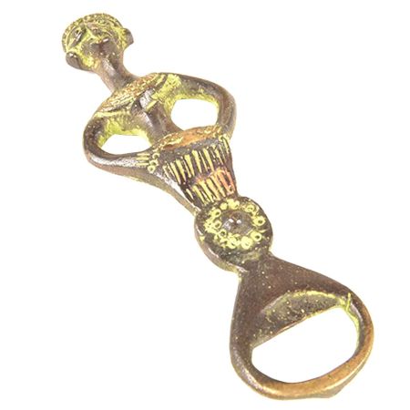 Brass African God Decorative Bottle Opener with Patina