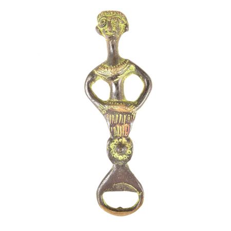 Brass African God Decorative Bottle Opener with Patina