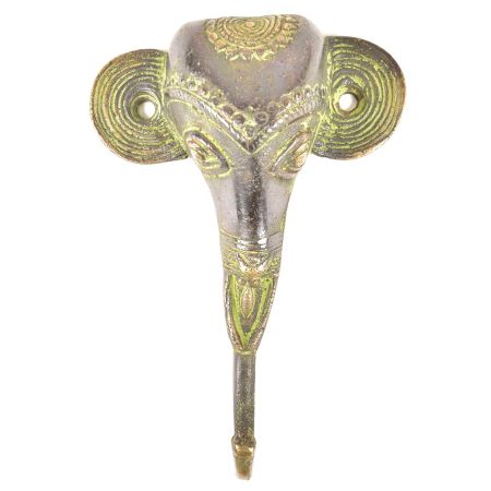 Brass Tribal Elephant Face Single Wall Hooks