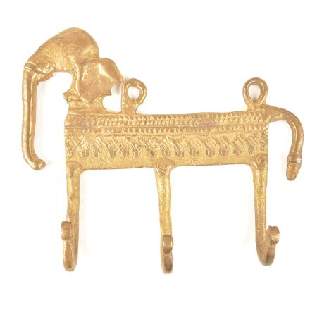 Brass Elephant Dhokra Art Triple Hooks