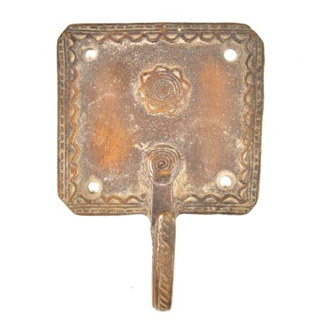 Brass Red Squared Floral Design Single Wall Hooks