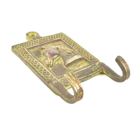 Brass Horse Face Framed Double Wall Hooks