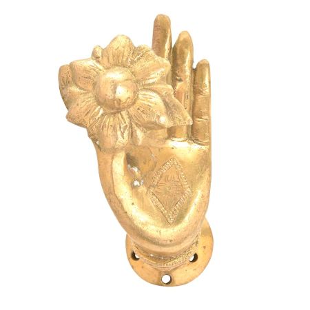 Brass Mudra with Flower Door Knob or Pull