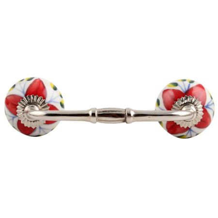 Green Leaf Flower Ceramic Bridge Handle
