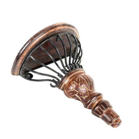 D Shape Wooden & Wrought Iron Wall Bracket