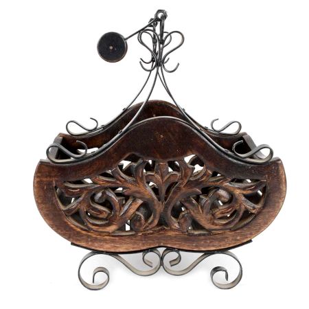 Wooden Wrought Iron  Magazine Rack