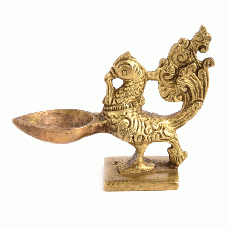 Brass Peacock Oil Lamp