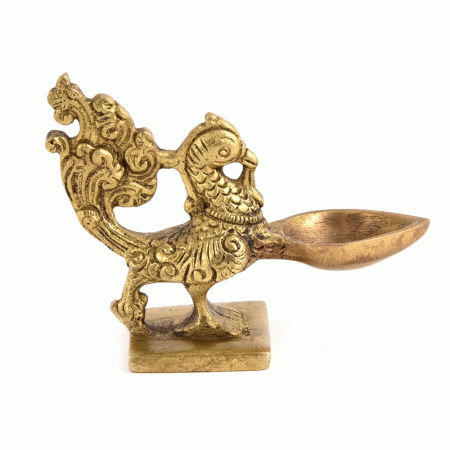 Brass Peacock Oil Lamp