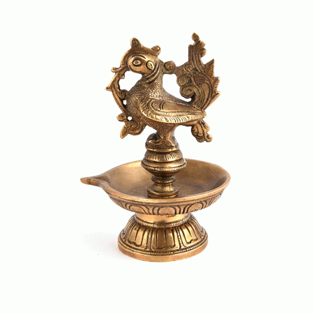 Brass Peacock Oil Wick Diya
