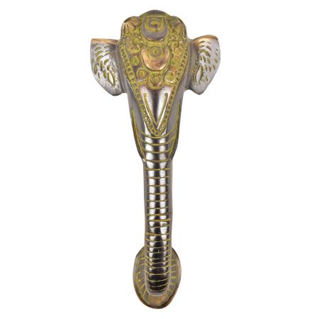 Patinated Brass Decorative Elephant Door Handle