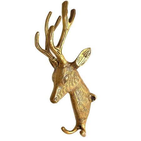 Brass Deer Head with Two Hooks