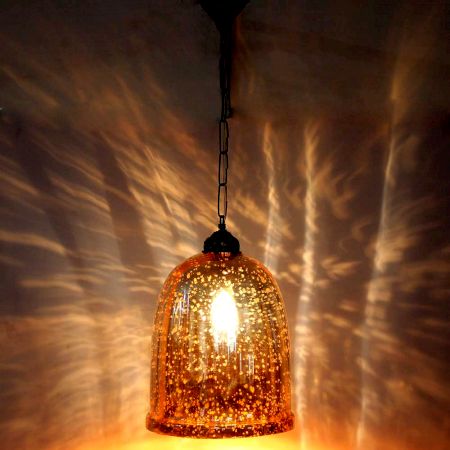 Yellow Antique U Shaped Glass Ceiling Lamp