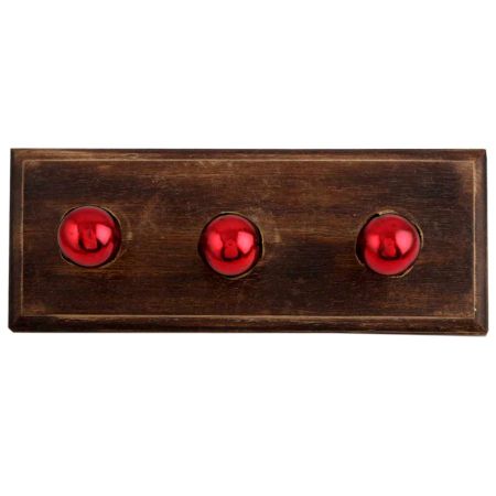 Antique Red Round Glass Wooden Hooks