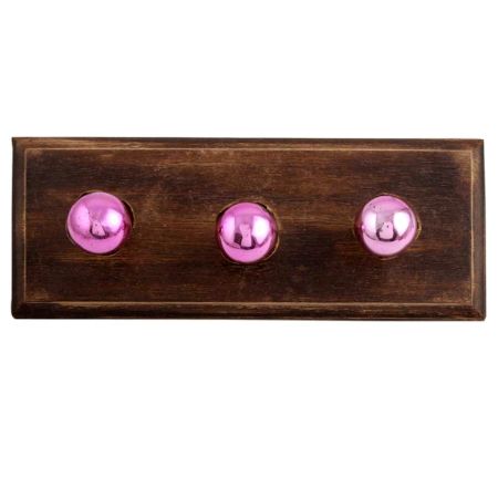 Antique Pink Round Glass Wooden Hooks