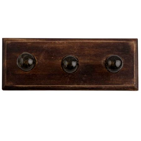 Antique Smoky Bubble Glass Wooden Hooks