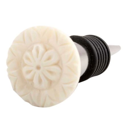 Cream Tiny Flower Bone Wine Stopper