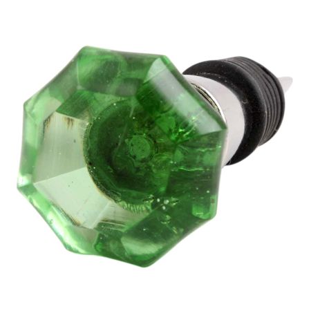 Green Octagon Shape Glass Wine Stopper