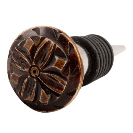 Brown Tiny Flower Bone Wine Stopper