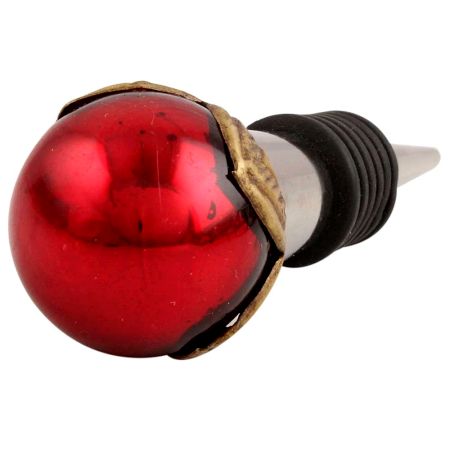 Antique Red Round Glass Wine Stopper