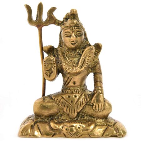 Rustic Brass Lord Shiva Meditation Statue