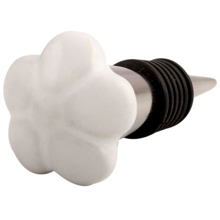 White Flower Ceramic Wine Stopper