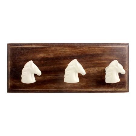 Cream Horse Metal Wooden Hooks