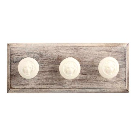 Cream Lion Metal Wooden Hooks