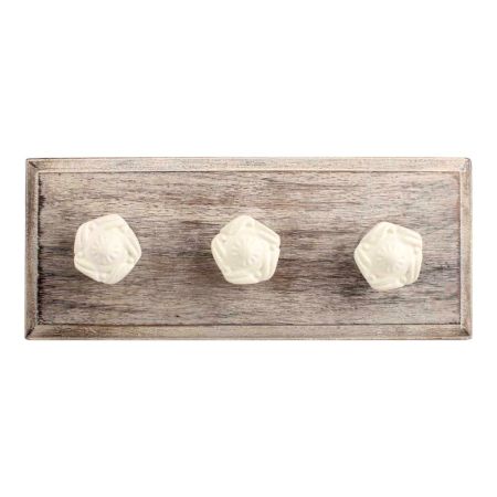 Cream Flower Metal Wooden Hooks