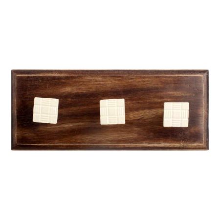 Cream Square Metal Wooden Hooks
