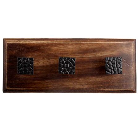 Black Hammered Square Metal Wooden Hooks
