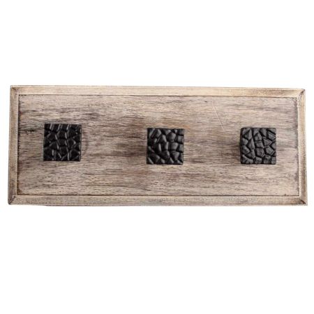 Black Hammered Square Metal Wooden Hooks