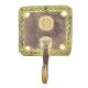 Brass Green Squared Floral Design Single Wall Hooks