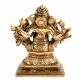 Ganesha with Consorts Riddhi and Siddhi Brass Statue