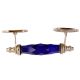 Navy Blue Cut Glass Silver Thin Small Door Handle