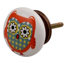 Orange Owl Ceramic Flat Drawer Knob Online