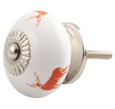 Dark Orange Standing Rein Deer Pattern Ceramic Cabinet Knob Online
