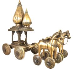 Brass Decorative Chariot Driven by Two Horses