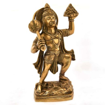 Brass Hanuman Statue Holding Dronagiri Mountain