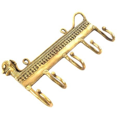 Brass Tribal Animal Wall 5 Hooks Hangers