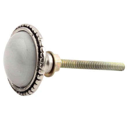 Grey Wheel Floral Glass and Metal Drawer Knobs Online