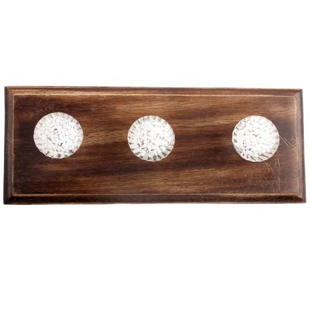 Clear Etched Oval Shape Glass Wooden Hooks