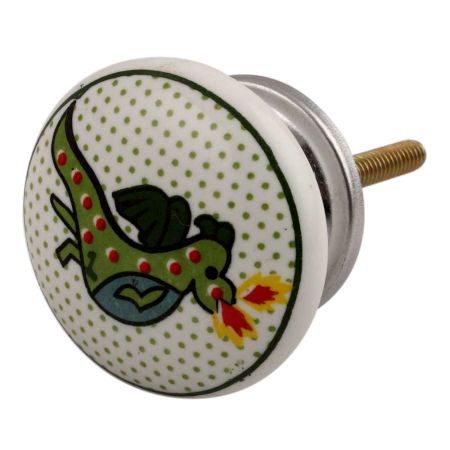 Sea Green Dragon Ceramic Flat Dresser Knob Online
